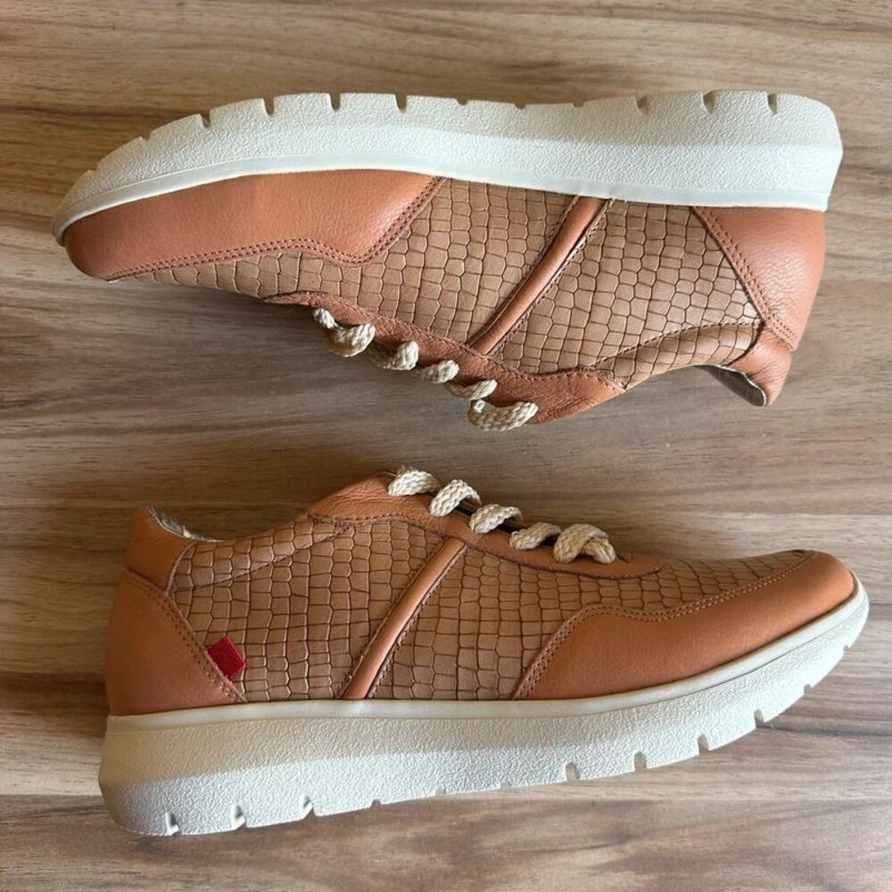 Marc Joseph Gramercy Women 9.5 Tan Croc Leather Sneakers Made Brazil New Box - Picture 3 of 16
